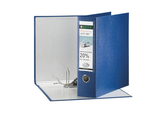 Registratore con custodia Leitz 180° commerciale dorso 8 cm cartone rivestito in polipropilene blu - 390763050