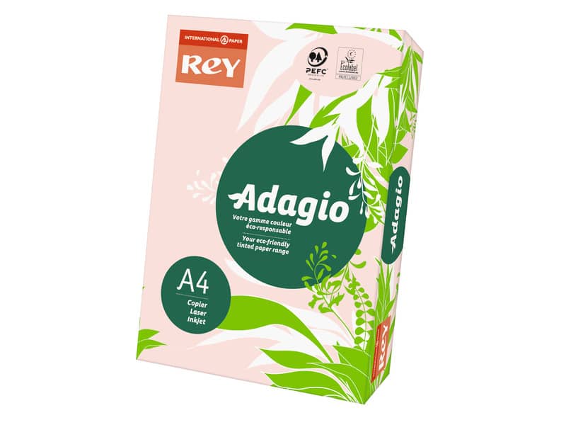 Carta colorata A4 International Paper Rey Adagio 80 g/m² rosa - Risma da 500 fogli - ADAGI080X643