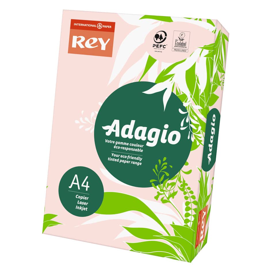 Carta colorata A4 International Paper Rey Adagio 80 g/m² rosa - Risma da 500 fogli - ADAGI080X643