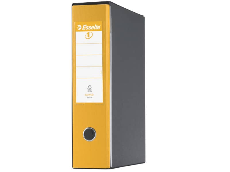 Registratore con custodia Esselte G55 Eurofile protocollo dorso 8 cm cartone rivestito in PP giallo - 390755090
