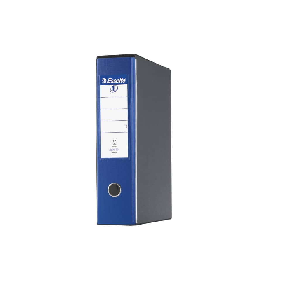 Registratore con custodia Esselte G55 Eurofile protocollo dorso 8 cm cartone rivestito in PP blu - 390755050
