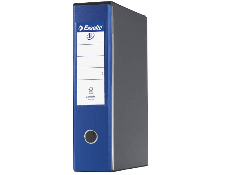 Registratore con custodia Esselte G55 Eurofile protocollo dorso 8 cm cartone rivestito in PP blu - 390755050