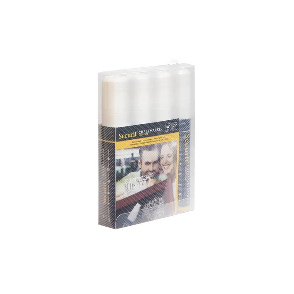 Pennarello a gesso liquido Securit® a punta grande 7-15 mm bianco conf. da 4 - SMA720-V4-WT