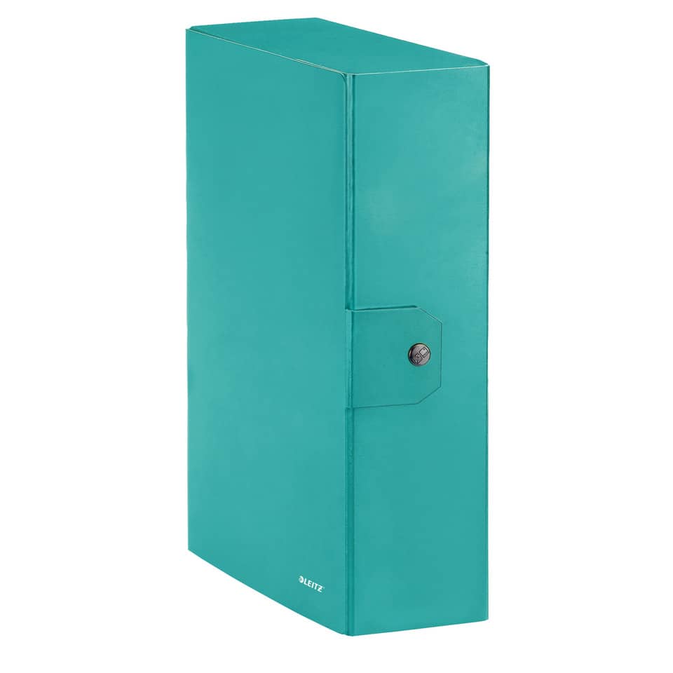 Scatola portaprogetti Leitz WOW in cartone - dorso 10 cm - formato 25x35 cm acqua marina metallizzato - 39680051