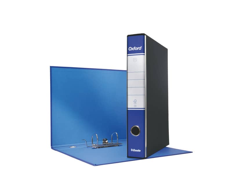 Registratore con custodia Esselte G84 Oxford protocollo 29,5x35 cm - dorso 5 cm blu - 390784050