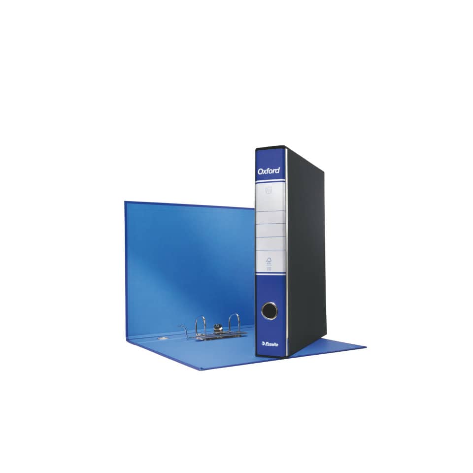 Registratore con custodia Esselte G84 Oxford protocollo 29,5x35 cm - dorso 5 cm blu - 390784050
