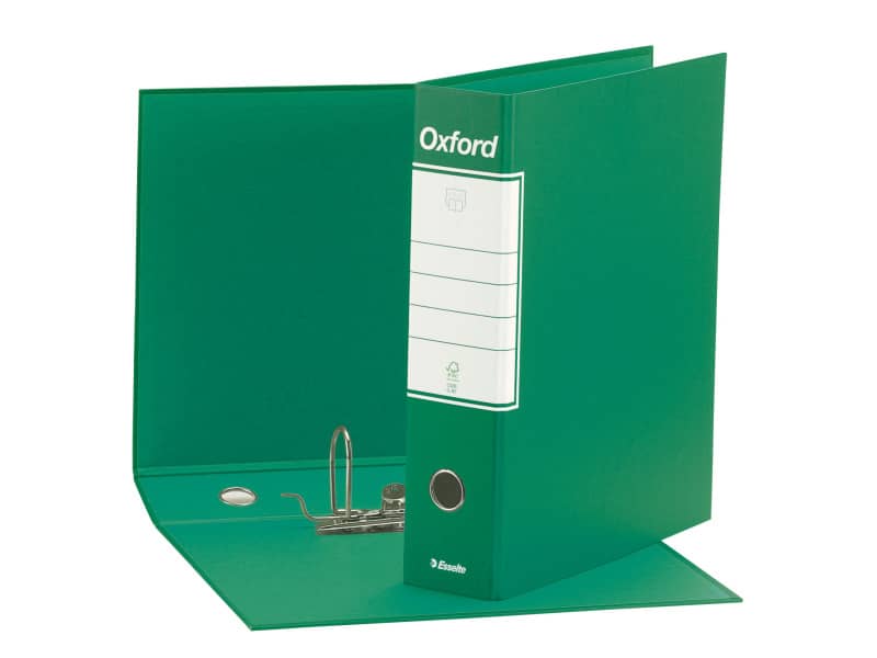 Registratore con custodia Esselte G83 Oxford commerciale 29,5x32 cm - dorso 8 cm verde - 390783180
