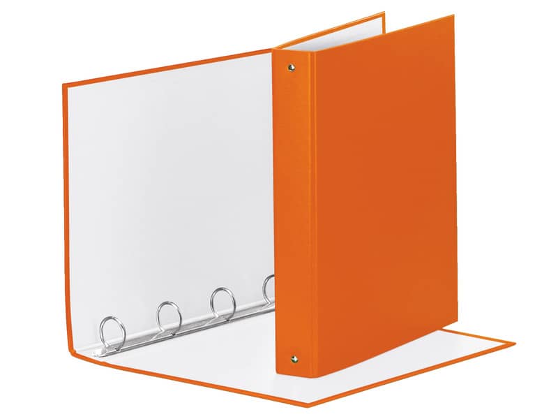 Raccoglitore Esselte Meeting a 4 anelli tondi 30mm cartone rivestito in PP arancione 22x30cm dorso 4cm - 395792200