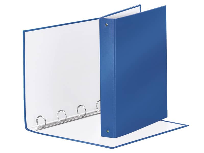Raccoglitore Esselte Meeting a 4 anelli tondi 30mm cartone rivestito in PP blu metallizz. 22x30cm dorso 4cm - 395792960