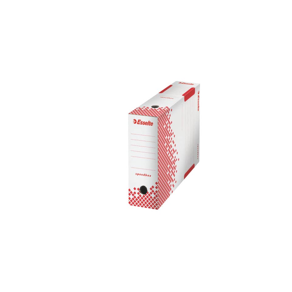 Scatola archivio Esselte SPEEDBOX dorso 10 cm bianco/rosso 10x25x35 cm 623908