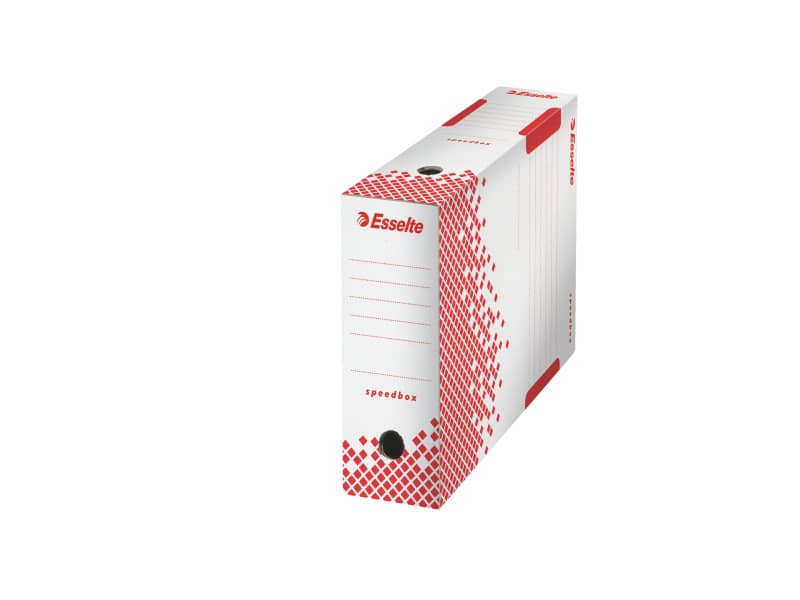 Scatola archivio Esselte SPEEDBOX dorso 10 cm bianco/rosso 10x25x35 cm 623908