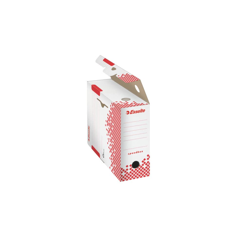 Scatola archivio Esselte SPEEDBOX dorso 10 cm bianco/rosso 10x25x35 cm 623908