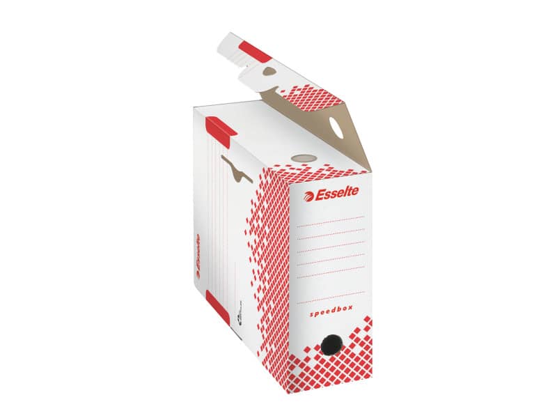Scatola archivio Esselte SPEEDBOX dorso 10 cm bianco/rosso 10x25x35 cm 623908