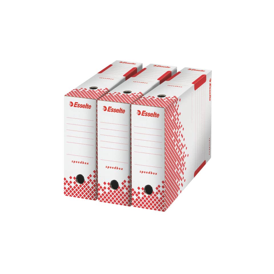 Scatola archivio Esselte SPEEDBOX dorso 10 cm bianco/rosso 10x25x35 cm 623908