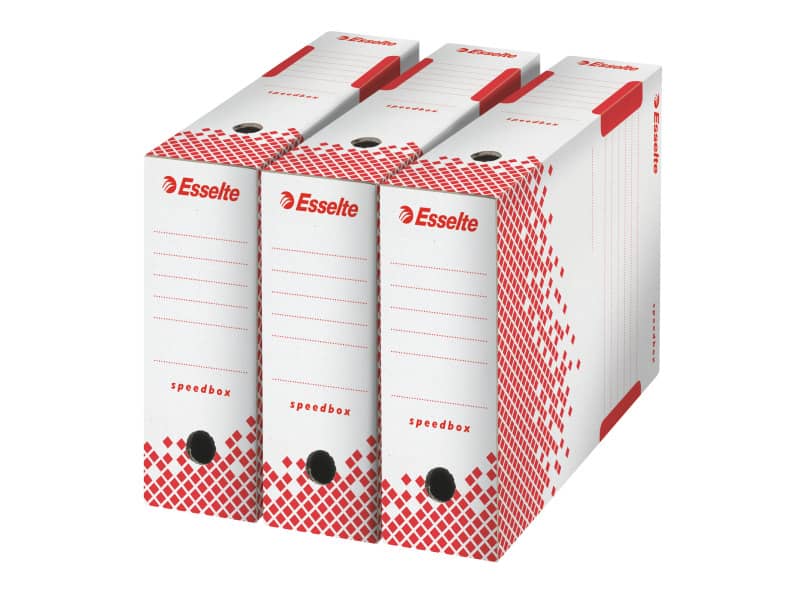 Scatola archivio Esselte SPEEDBOX dorso 10 cm bianco/rosso 10x25x35 cm 623908