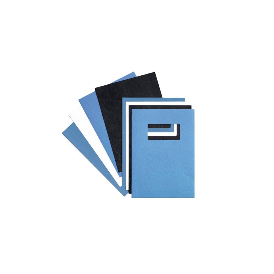 Copertine per rilegatura GBC Leathergrain cartoncino goffr. A4 blu scuro conf da 100 copertine - CE040029