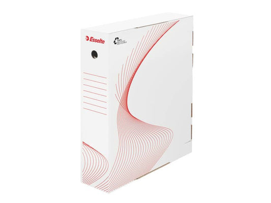 Scatola archivio Esselte BOXY LG per tabulati bianco/rosso 39,5x31x8 cm 128500
