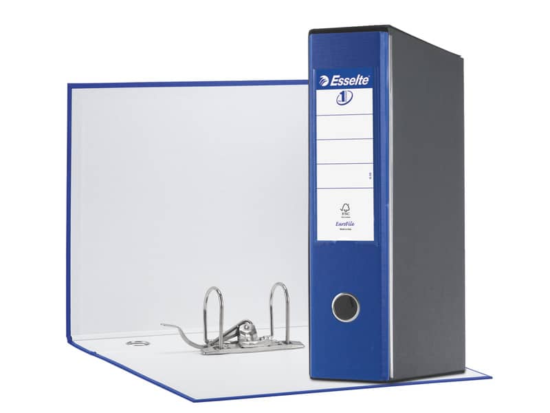 Registratore con custodia Esselte G55 Eurofile protocollo dorso 8 cm cartone rivestito in PP blu - 390755050