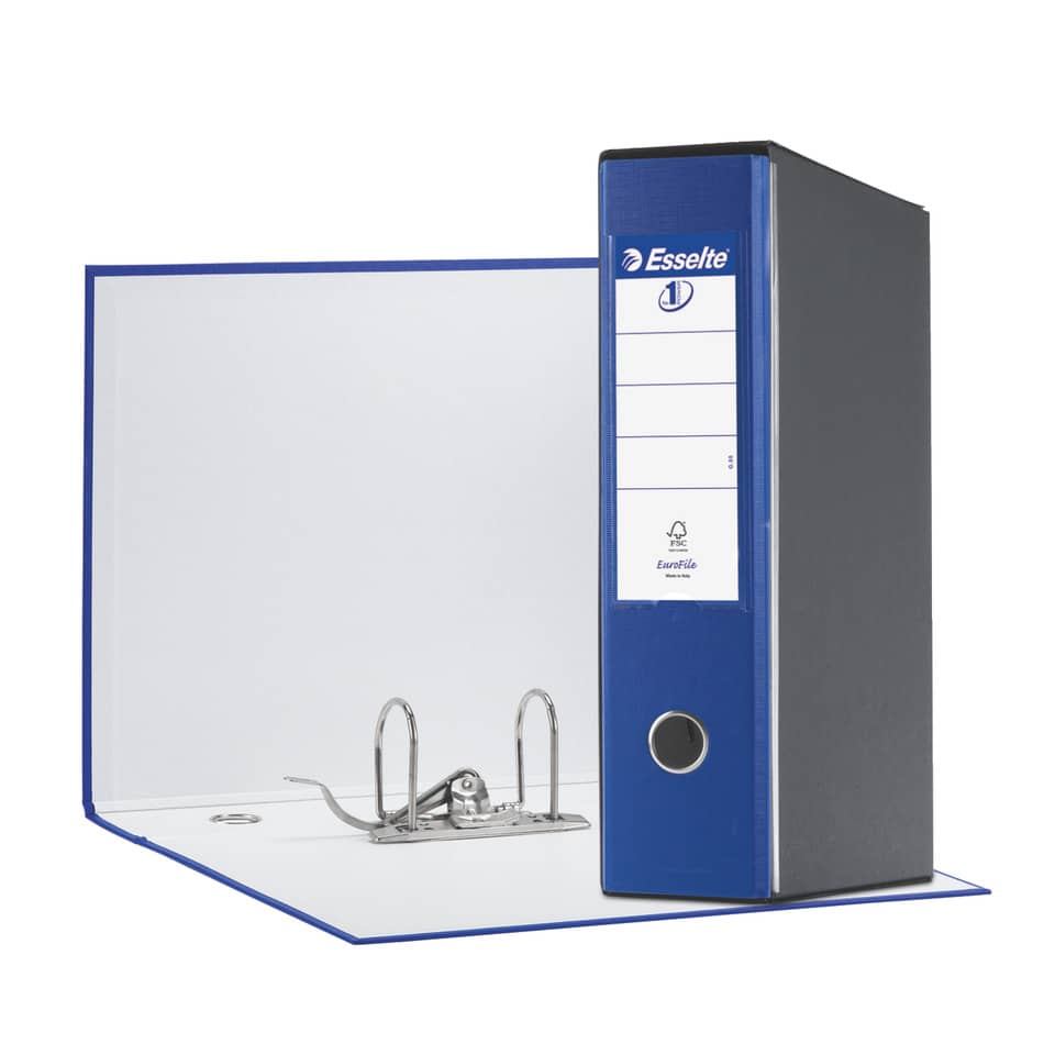 Registratore con custodia Esselte G55 Eurofile protocollo dorso 8 cm cartone rivestito in PP blu - 390755050