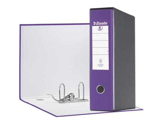 Registratore con custodia Esselte G55 Eurofile protocollo dorso 8 cm cartone rivestito in PP lilla - 390755950