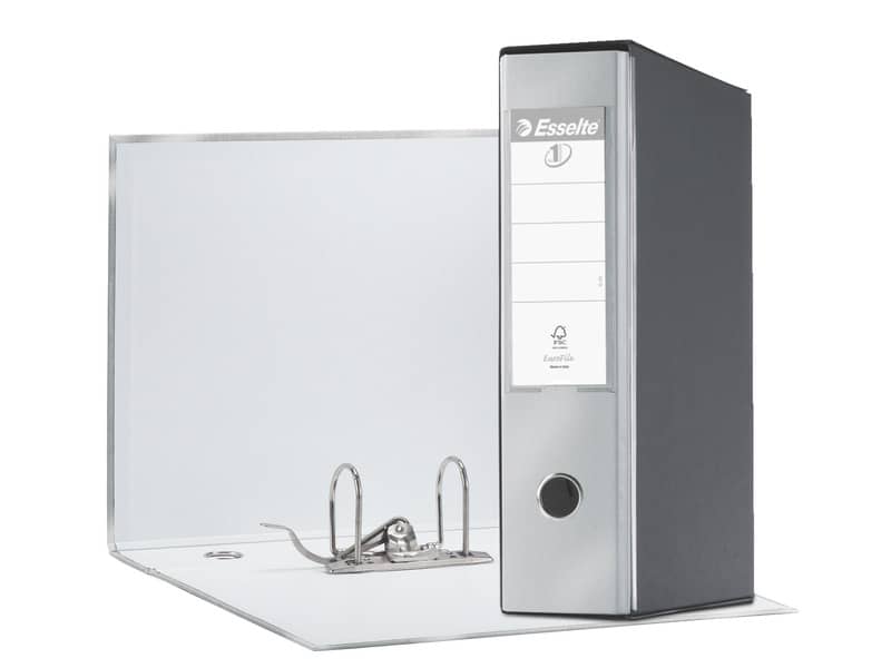 Registratore con custodia Esselte G55 Eurofile protocollo dorso 8 cm cartone rivestito in PP grigio metal. 390755970