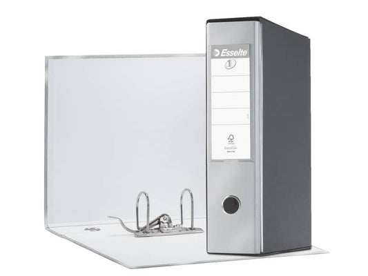 Registratore con custodia Esselte G55 Eurofile protocollo dorso 8 cm cartone rivestito in PP grigio metal. 390755970