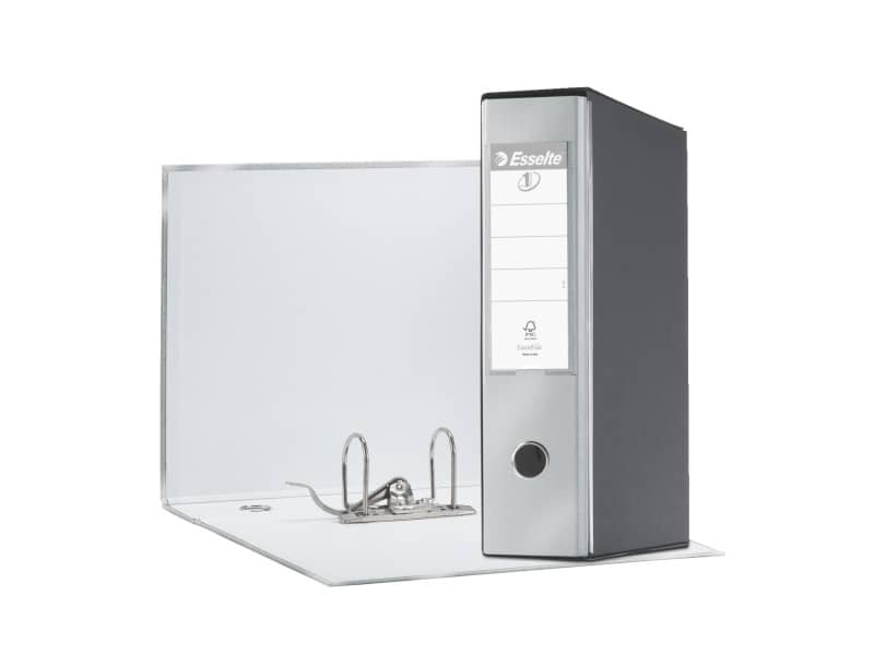 Registratore con custodia Esselte G55 Eurofile protocollo dorso 8 cm cartone rivestito in PP grigio metal. 390755970