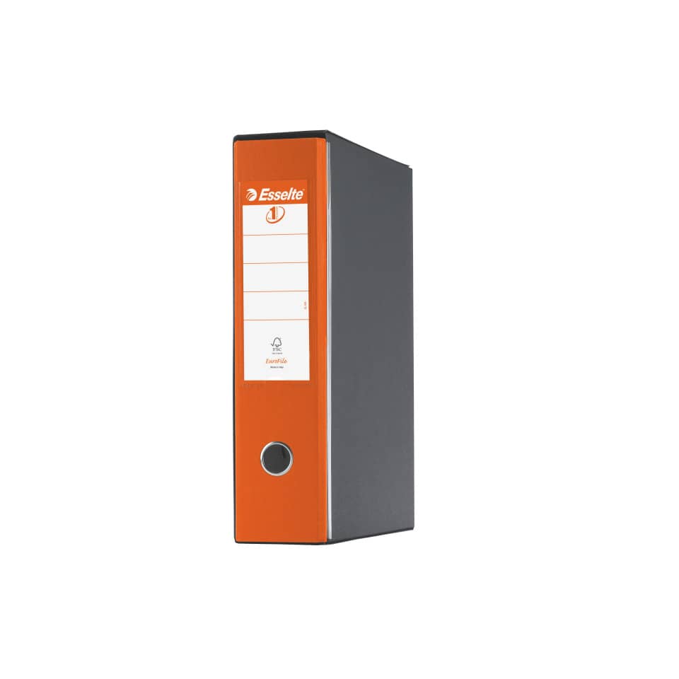 Registratore con custodia Esselte G55 Eurofile protocollo dorso 8 cm cartone rivestito in PP arancione - 390755200