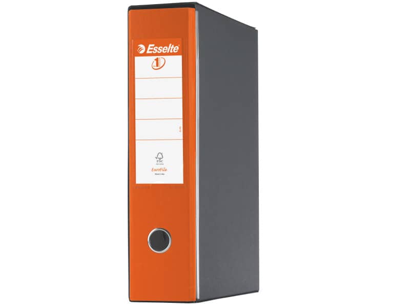 Registratore con custodia Esselte G55 Eurofile protocollo dorso 8 cm cartone rivestito in PP arancione - 390755200
