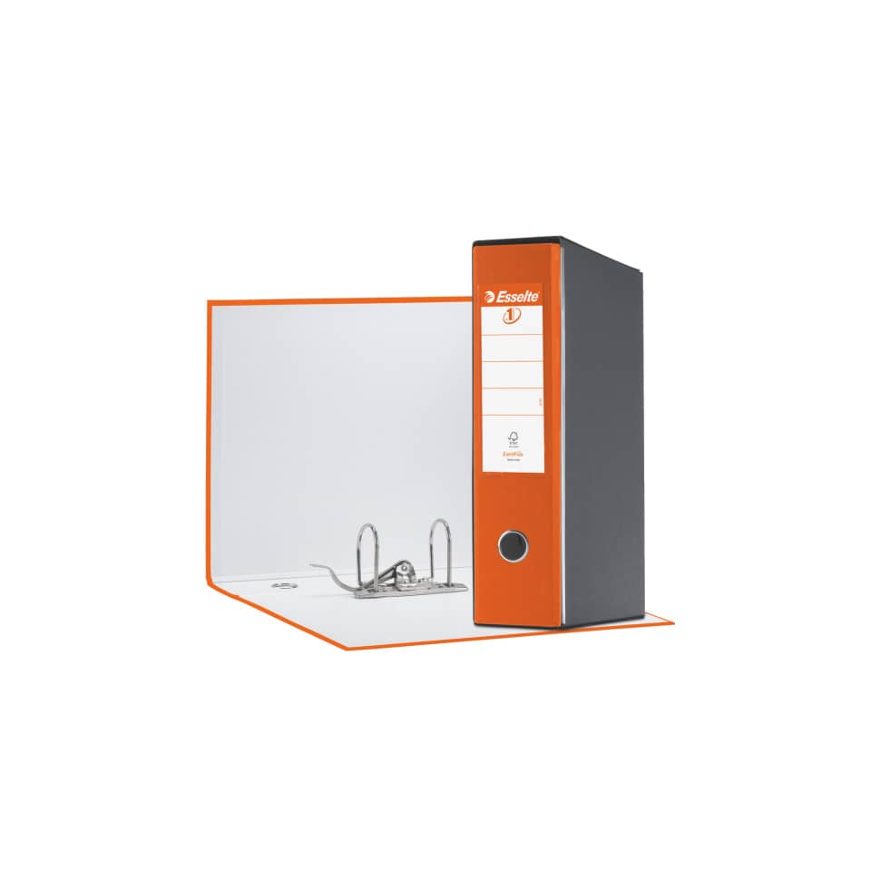 Registratore con custodia Esselte G55 Eurofile protocollo dorso 8 cm cartone rivestito in PP arancione - 390755200