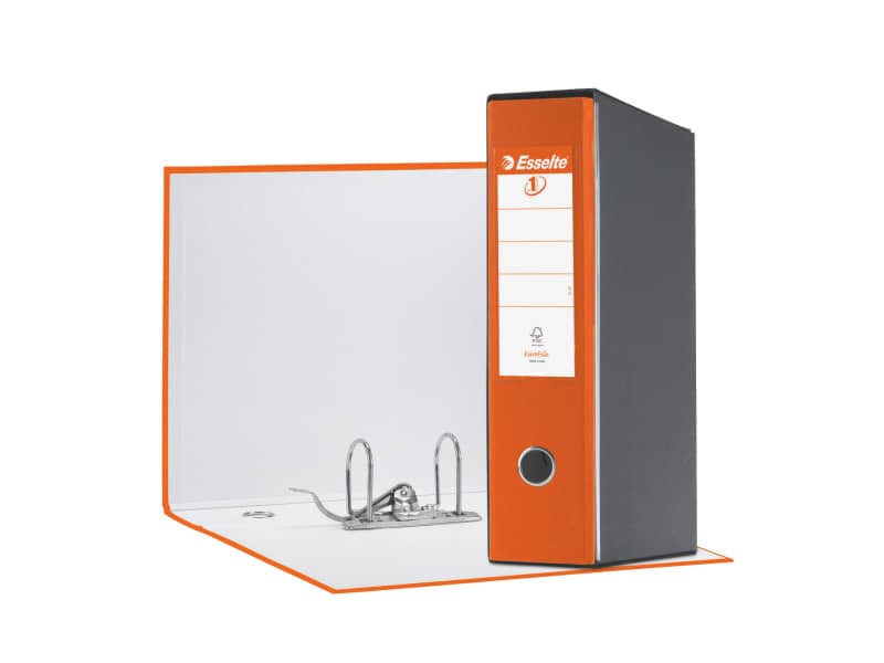 Registratore con custodia Esselte G55 Eurofile protocollo dorso 8 cm cartone rivestito in PP arancione - 390755200