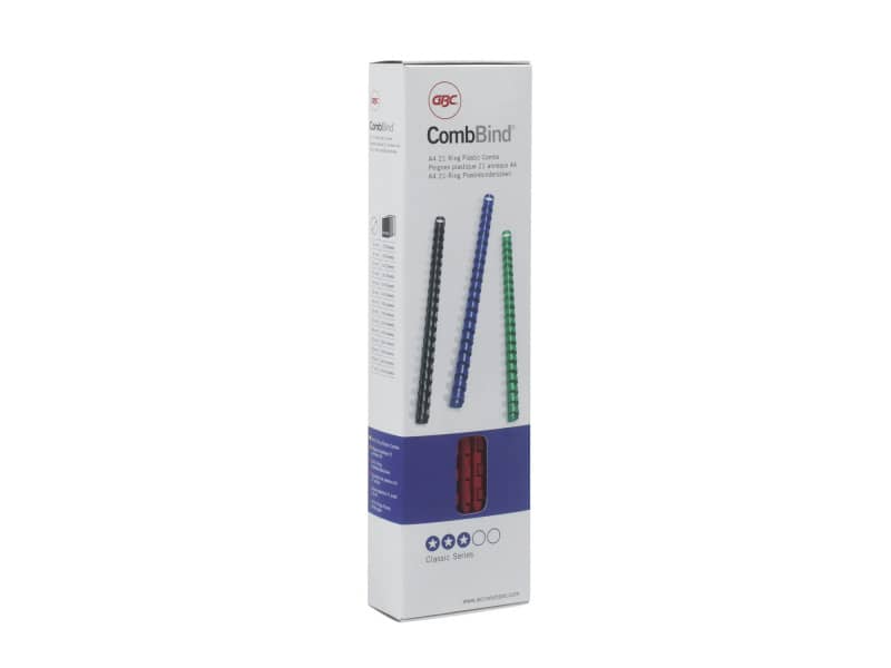 Dorsi plastici a 21 anelli GBC CombBind 8 mm A4 nero - fino a 45 fogli conf da 100 dorsi - 4028174