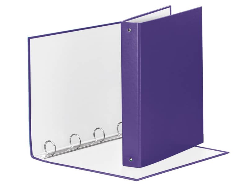 Raccoglitore Esselte Meeting a 4 anelli tondi 30mm cartone rivestito in PP viola 22x30cm dorso 4cm - 395792950