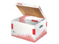 Scatola archivio Esselte SPEEDBOX con coperchio integrato bianco/rosso 32,5x26,3x36,7 cm - 623912