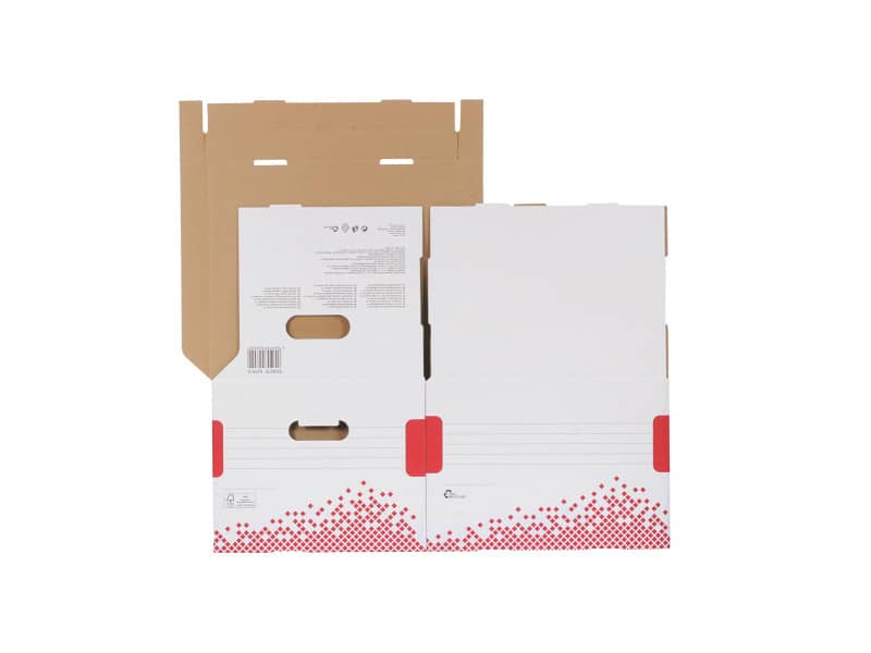 Scatola archivio Esselte SPEEDBOX con coperchio integrato bianco/rosso 32,5x26,3x36,7 cm - 623912