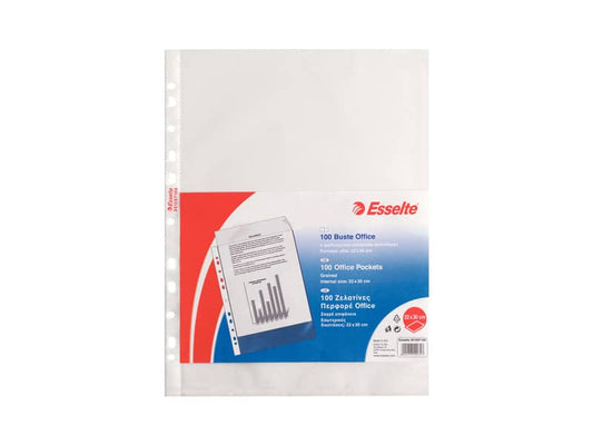 Buste a perforazione universale goffrate Esselte OFFICE PP antiriflesso 22x30 cm conf.100 - 391097100