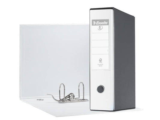 Registratore con custodia Esselte G55 Eurofile protocollo dorso 8 cm cartone rivestito in PP  bianco vivida 390755040