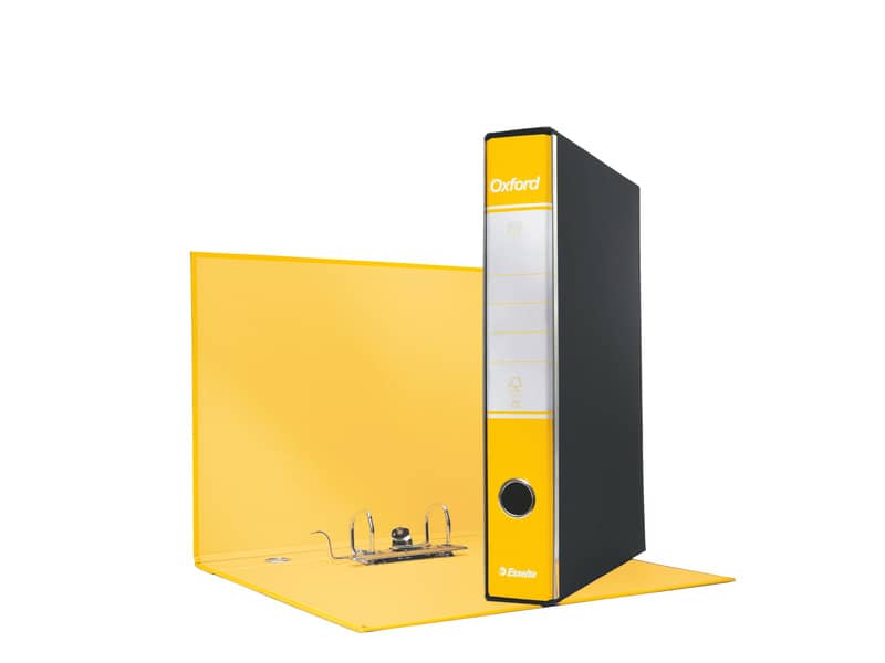 Registratore con custodia Esselte G84 Oxford protocollo 29,5x35 cm - dorso 5 cm giallo - 390784090
