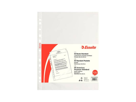 Buste a perforazione universale goffrate Esselte STANDARD 22x30 cm trasparente antiriflesso conf.50 - 395097300