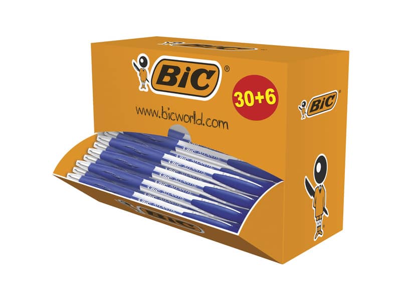 Penne a sfera a scatto BIC Atlantis Classic NF M 1 m blu value pack 30+6 - 920286