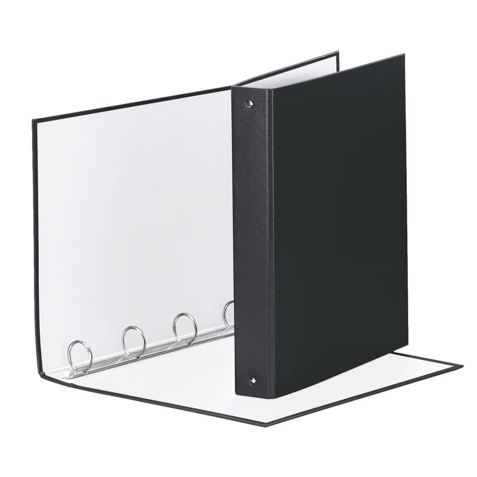Raccoglitore Esselte Meeting a 4 anelli tondi 30mm cartone rivestito in PP nero 22x30cm dorso 4cm - 395792700