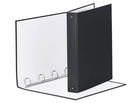 Raccoglitore Esselte Meeting a 4 anelli tondi 30mm cartone rivestito in PP nero 22x30cm dorso 4cm - 395792700