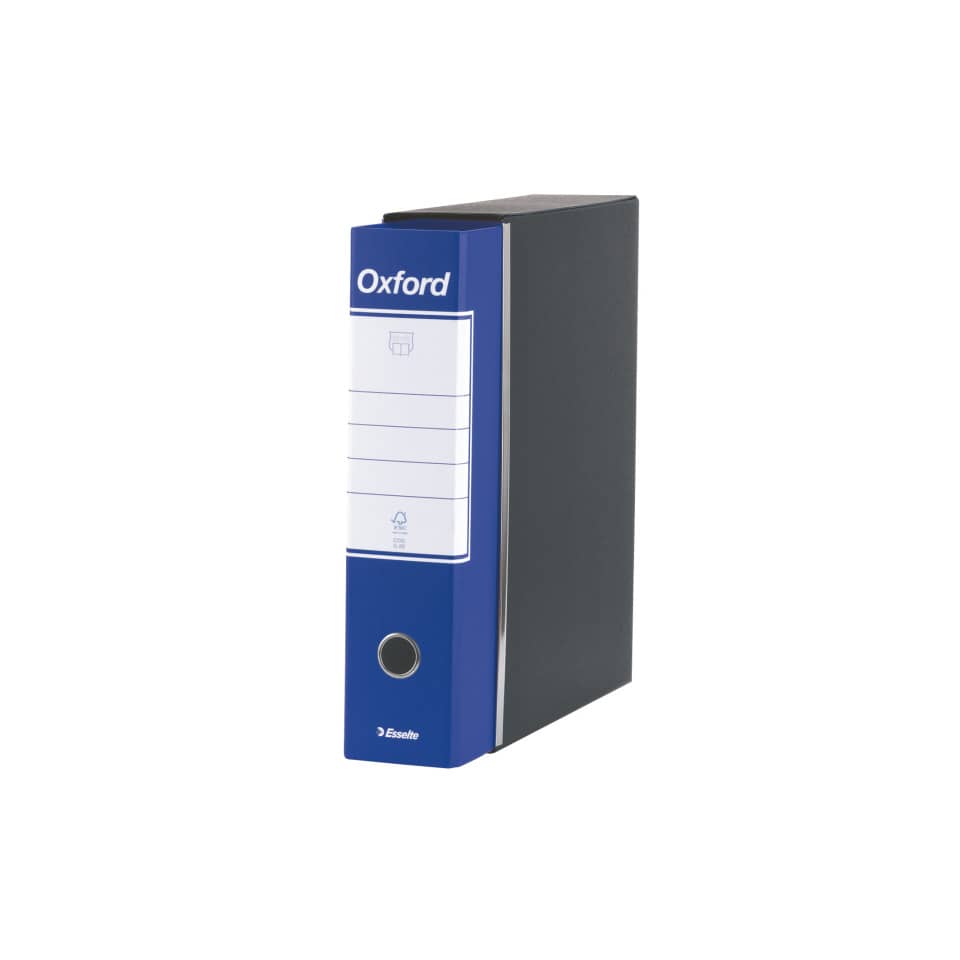 Registratore con custodia Esselte G83 Oxford commerciale 29,5x32 cm - dorso 8 cm blu - 390783050