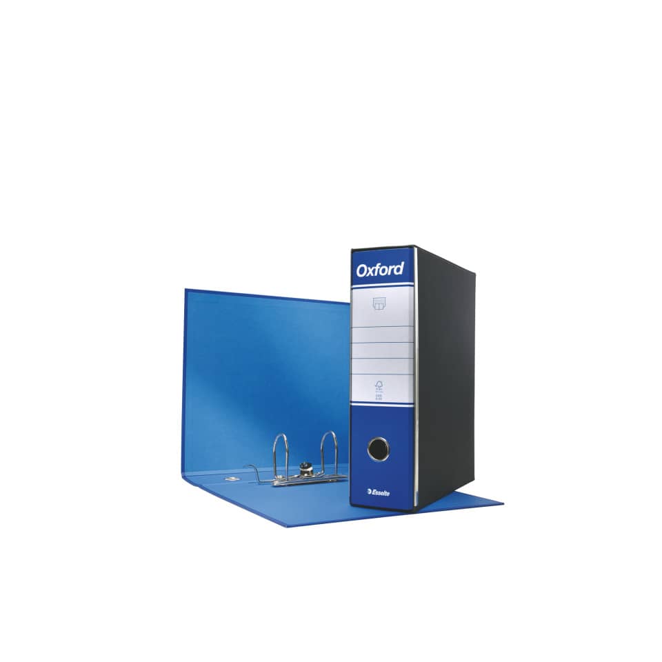 Registratore con custodia Esselte G83 Oxford commerciale 29,5x32 cm - dorso 8 cm blu - 390783050