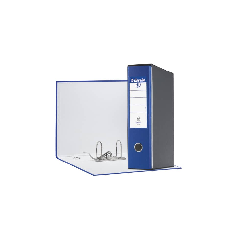 Registratore con custodia Esselte G55 Eurofile protocollo dorso 8 cm cartone rivestito in PP blu - 390755050