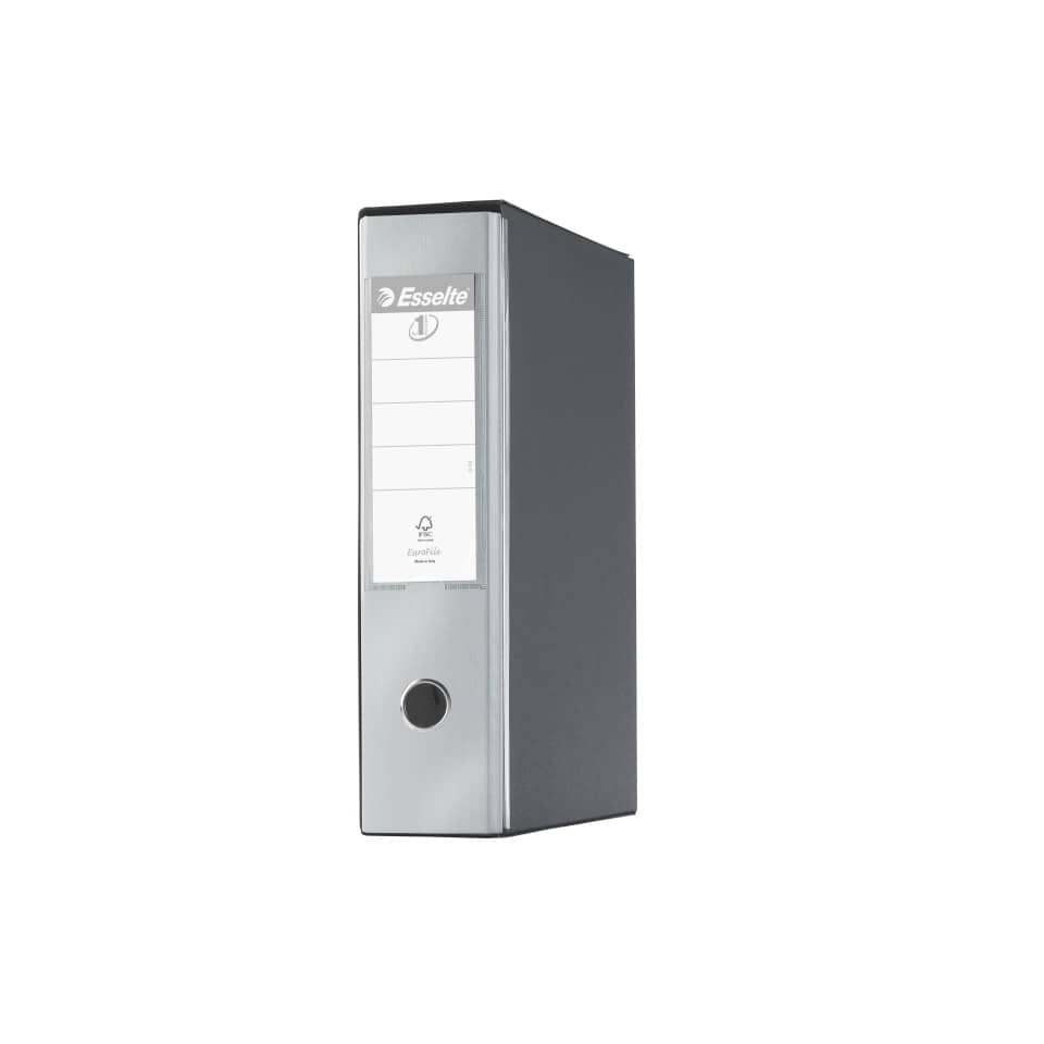 Registratore con custodia Esselte G55 Eurofile protocollo dorso 8 cm cartone rivestito in PP grigio metal. 390755970