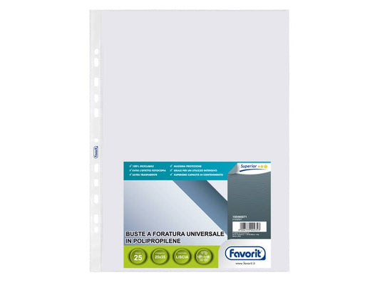 Buste trasp. a foratura universale FAVORIT liscia superior 25x35 cm conf. da 25 - 100460071