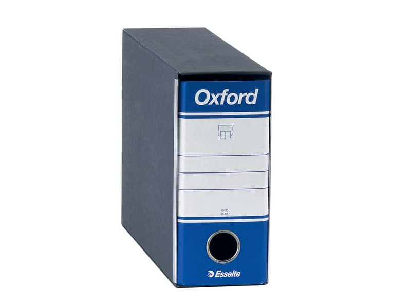 Registratore con custodia Esselte G81 OXFORD memorandum 29,5x19cm - dorso 8 cm blu - 390781050