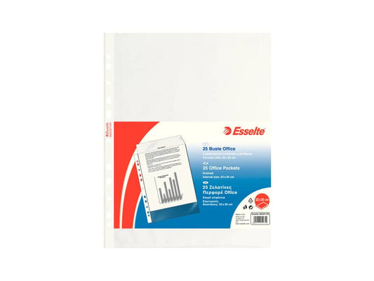 Buste a perforazione universale goffrate Esselte OFFICE PP antiriflesso 22x30 cm conf.25 - 392597100