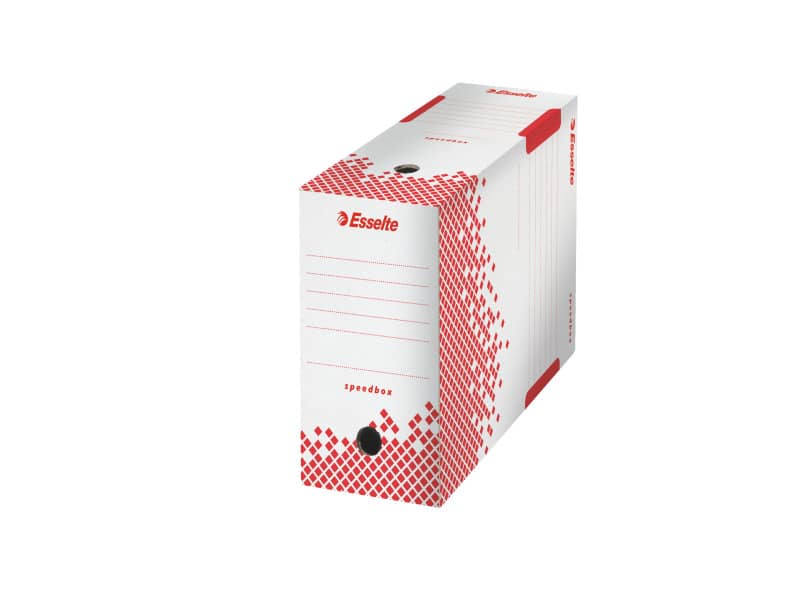 Scatola archivio Esselte SPEEDBOX dorso 15 cm bianco/rosso 15x25x35 cm 623909